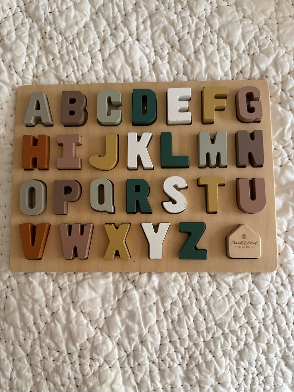 Hearth & Hand Magnolia Wooden ABC Alphabet Puzzle Montessori Kids Toy
